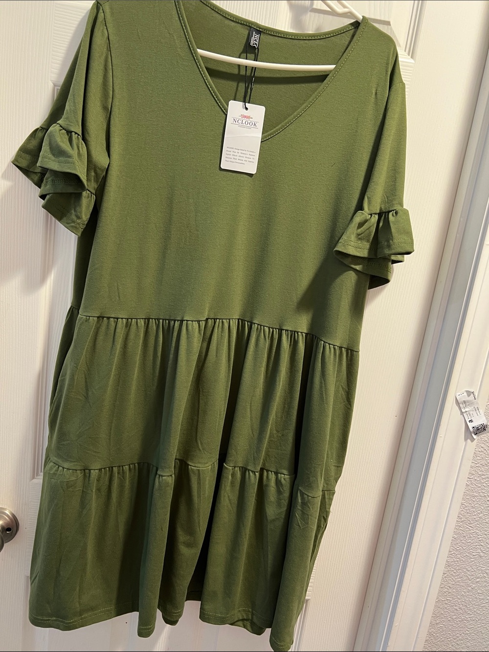Olive Tiered Ruffle Sleeve Dress